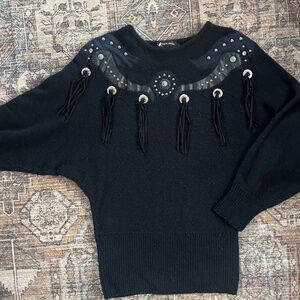 Vintage Western Black sweater Sz M